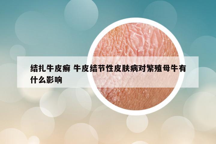 结扎牛皮癣 牛皮结节性皮肤病对繁殖母牛有什么影响